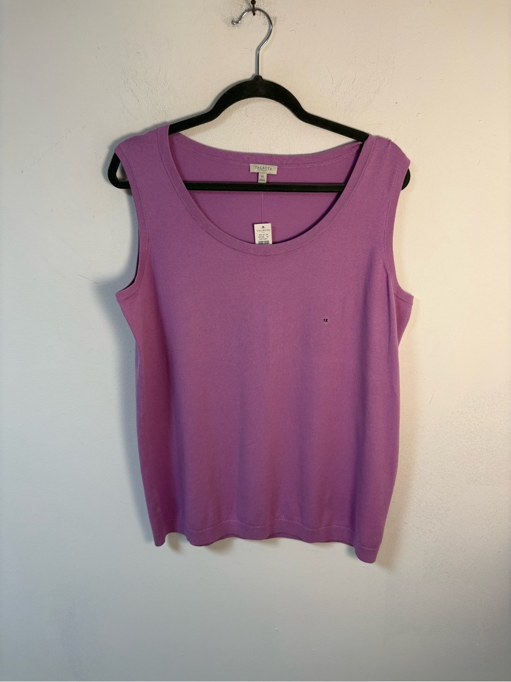 Talbots Lavender Sleeveless Knit Tank Top Cotton Blend 1X NWT